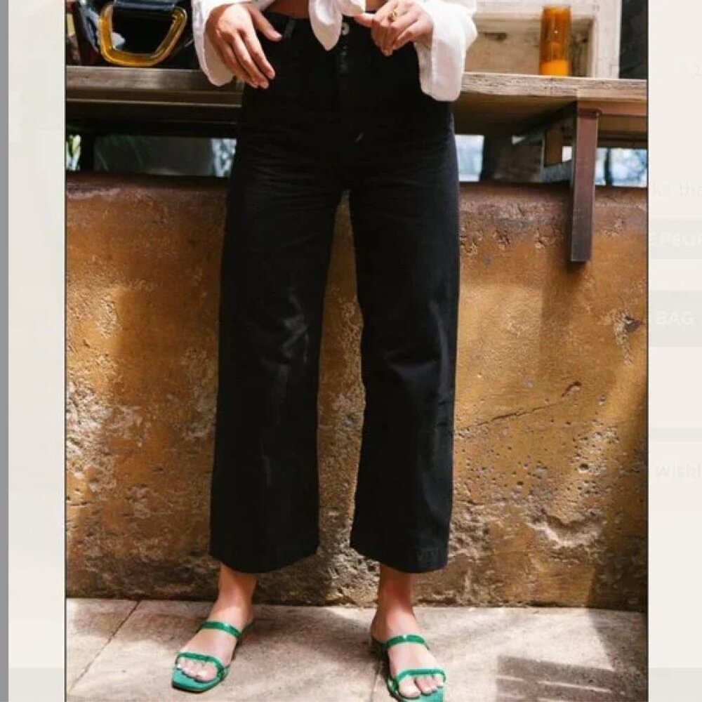 Free People We The Free Patti Cropped Cotton Pants in Black Size 29